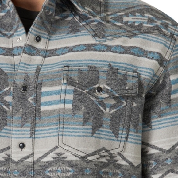 WRANGLER MEN'S RETRO PREMIUM DARK SHADOW JACQUARD FLANNEL - Picture 5 of 15